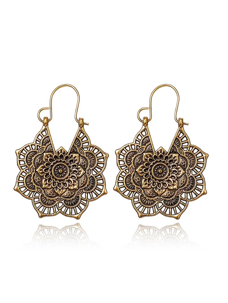 Vintage Hollow Alloy Flower Earring Accessories