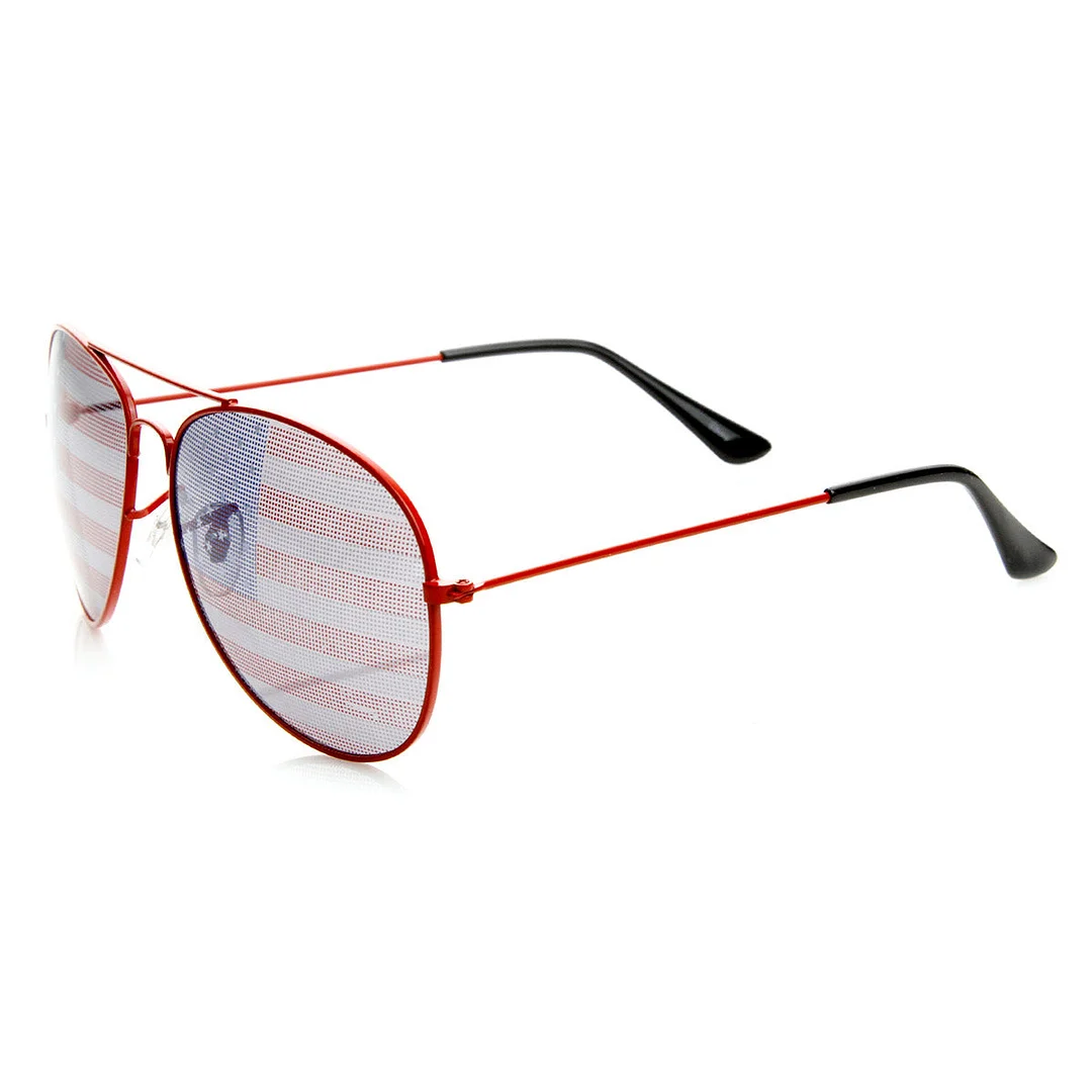 American Flag USA Classic Teardrop Metal Aviator glasses