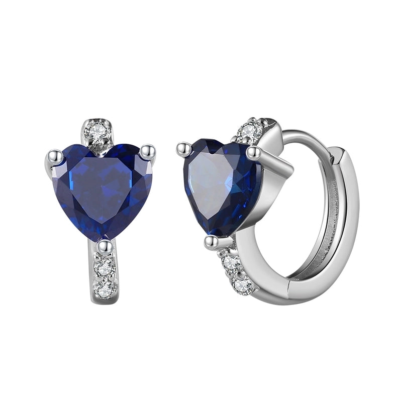 White Gold Plated Silver Plated 925 Sterling Silver Zircon 925 Sterling Silver Earrings Round Heart Shape Rhombus Earrings