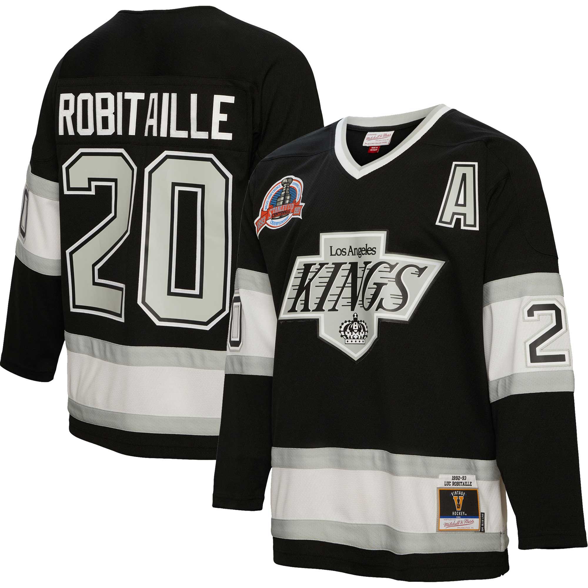 Luc Robitaille Los Angeles Kings Mitchell & Ness Alternate Captain Patch 1992/93 Blue Line   Jersey – Black mysite