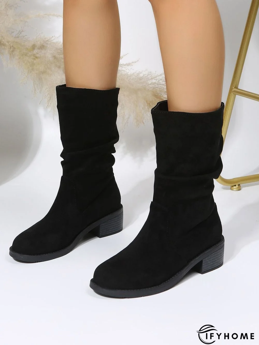 Faux Suede Slip On Slouchy Boots | IFYHOME