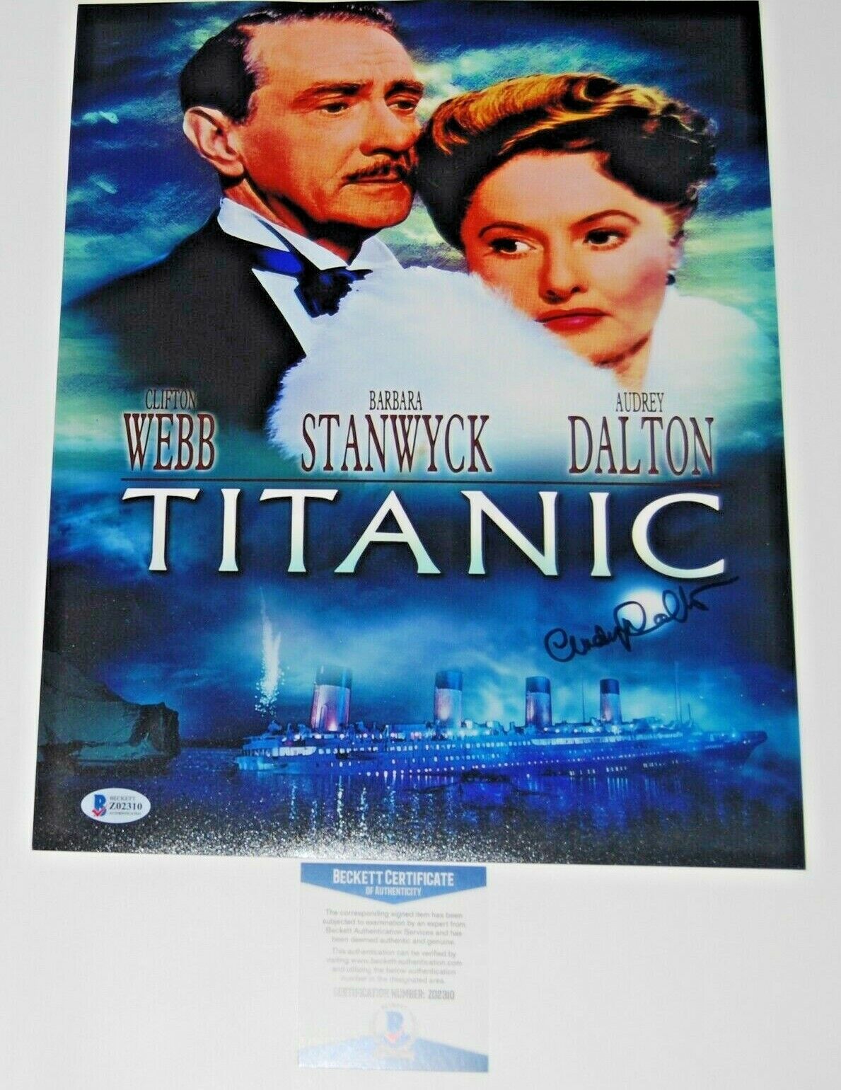 AUDREY DALTON signed (TITANIC) 1953 autograph Movie 11X14 Photo Poster painting BECKETT BAS #1