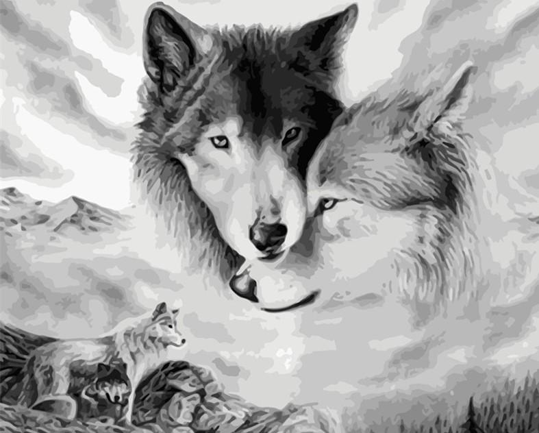 

Wolves Black White – Paint By Numbers - 40*50CM, 501 Original