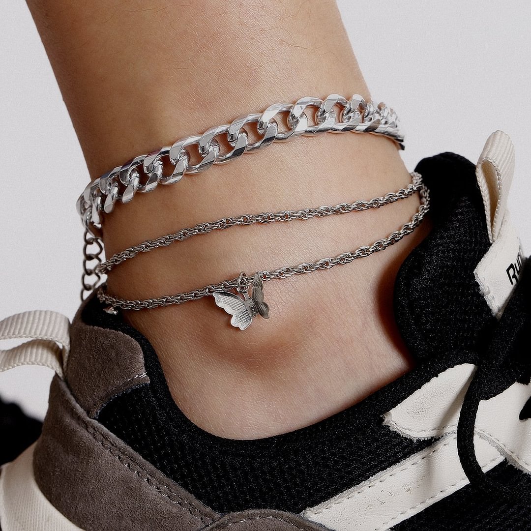Women butterfly shape casual chain anklet-zachics