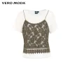 Vero Moda Brand 2018 NEW cotton lace sun-top loose O-Neck OL-style pullover women shirt |317341513