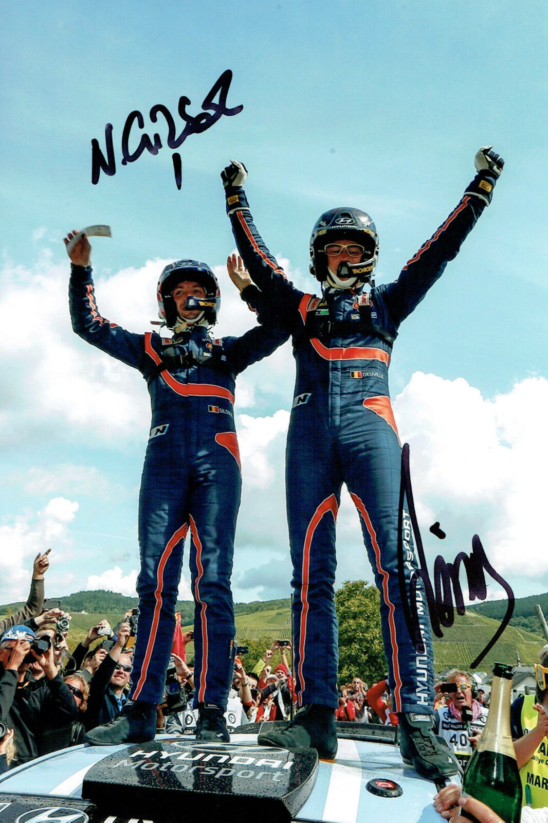 Thierry NEUVILLE & Nicolas GILSOUL WRC SIGNED AUTOGRAPH 12x8 Photo Poster painting AFTAL COA