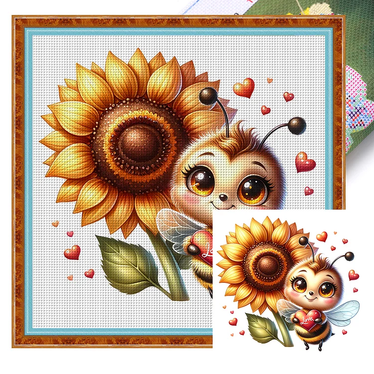 Valentine'S Day Bee 18CT (25*25CM) Stamped Cross Stitch gbfke