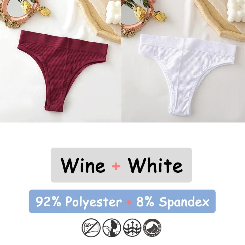 Billionm Women's Thong Seamless High Waisted Women's Panties Sexy Lingerie Comfortable Cotton Briefs Intimates Female Underpants