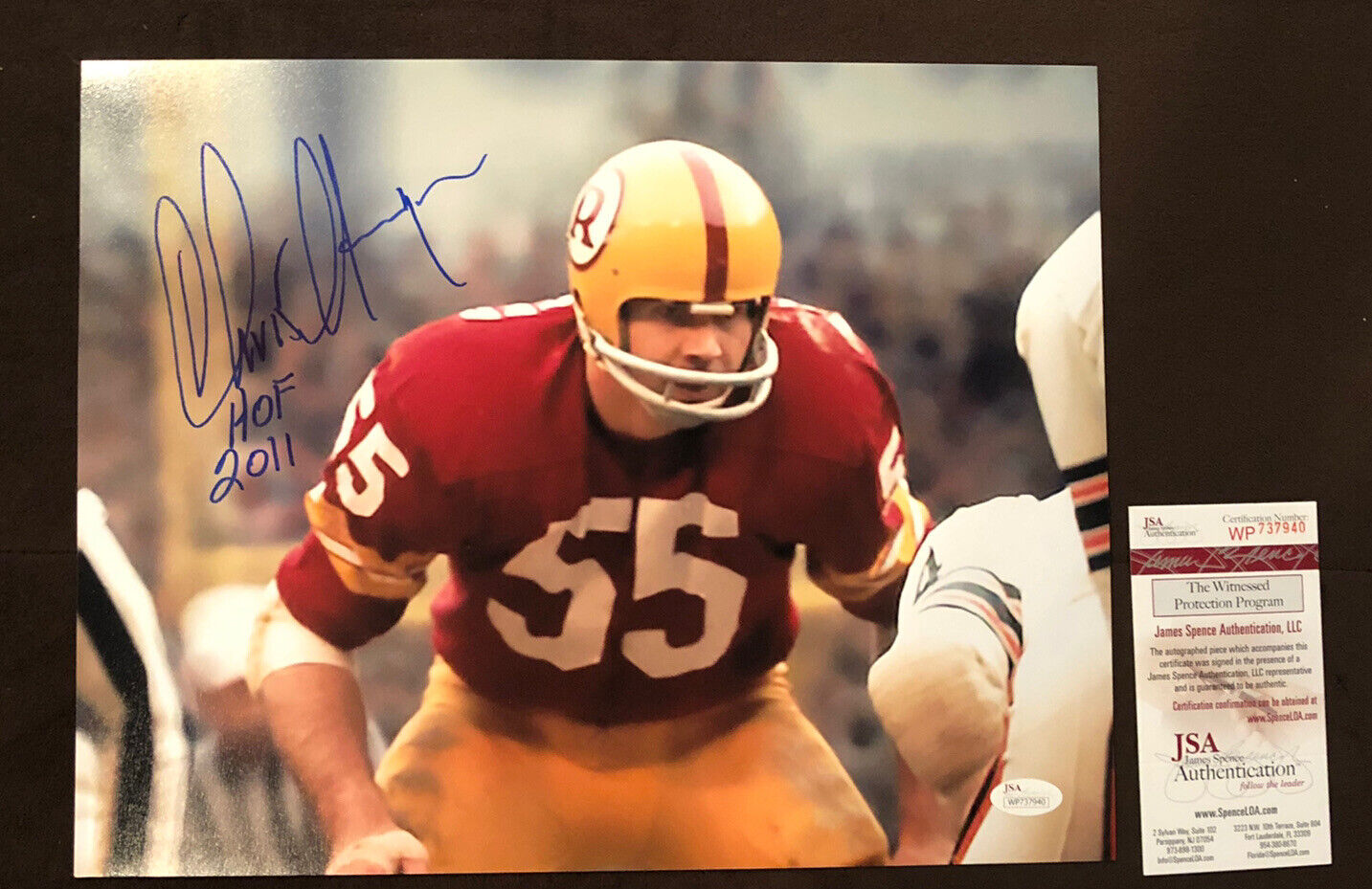 Chris Hanburger Washington Redskins singed 11x14 Photo Poster painting w/JSA and HOF