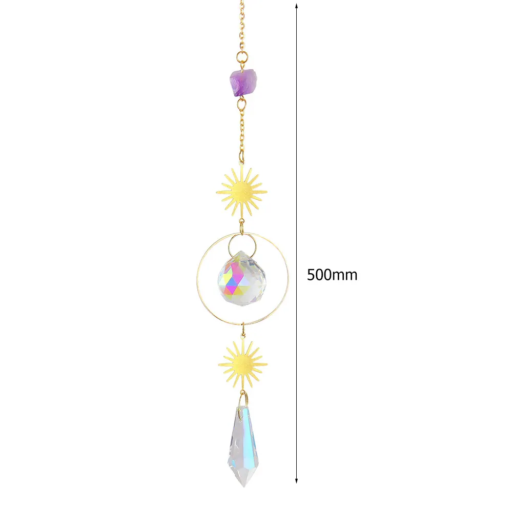 Crystal Wind Chime Star Moon Prism Hanging Pendant Home Garden Decor (C)