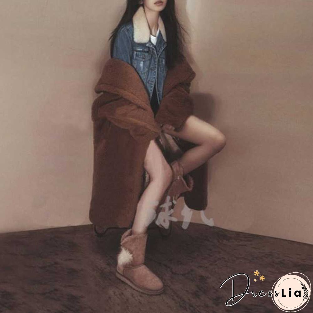 Long Faux Fur Camel Teddy Coat Maxi Jackets