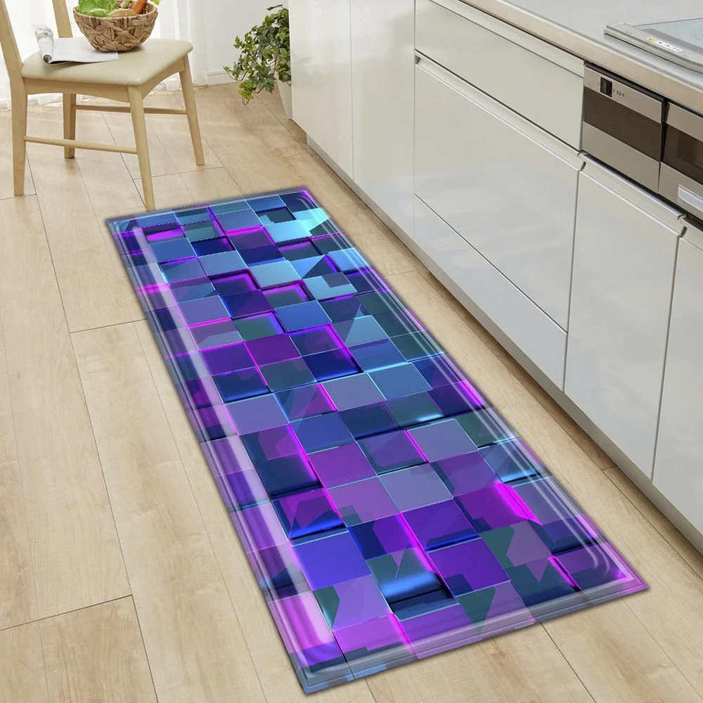 Kitchen Mat Bedroom Entrance Doormat Hallway Tatami Floor Mat 3D Printed Bathroom Balcony Decoration Rug Anti-slip Long Carpet