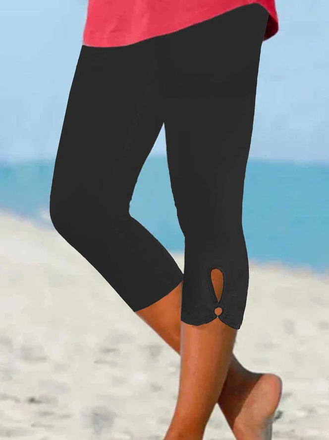 Women Solid Basic Capris Leggings