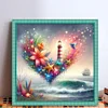Heart Flower Lighthouse By Sea-11CT Stamped Cross Stitch 40*40cm