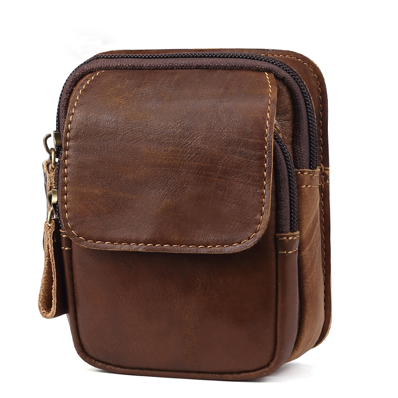 Men's Leather Outdoor Leisure Multifunctional Bag Wearing Belt Mobile Phone Waist Bag