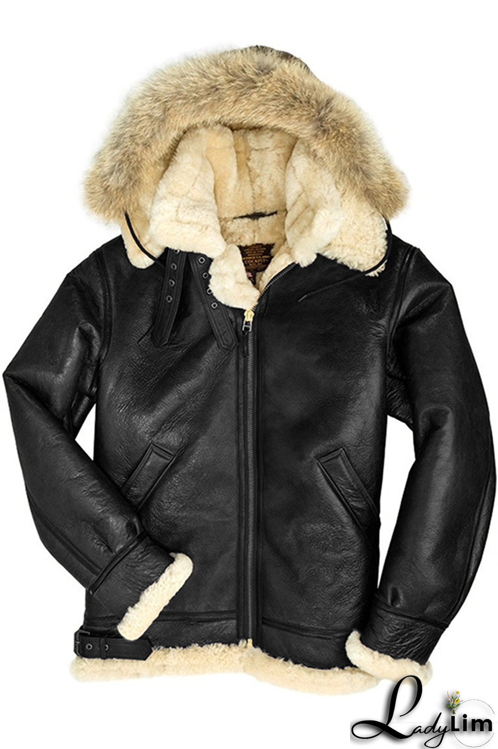 Brown Fashion Street Patchwork Contrast Zipper Hooded Collar Outerwear