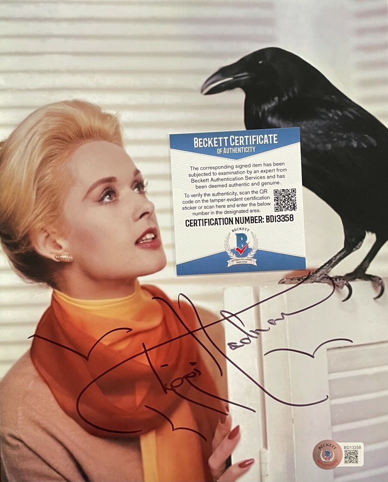 Tippi Hedren The Birds Original Autographed 8X10 Photo Poster painting w/Beckett COA #3