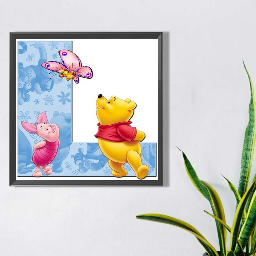 5D DIY Full Round Drill Diamond Painting Winnie the Pooh Letter L Kit Decoration