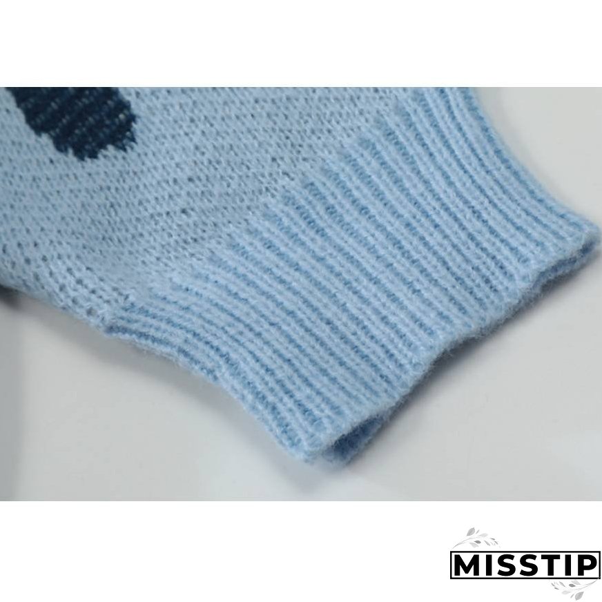 Two Tone Flame Pattern Knit Sweater