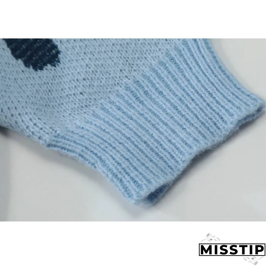 Two Tone Flame Pattern Knit Sweater