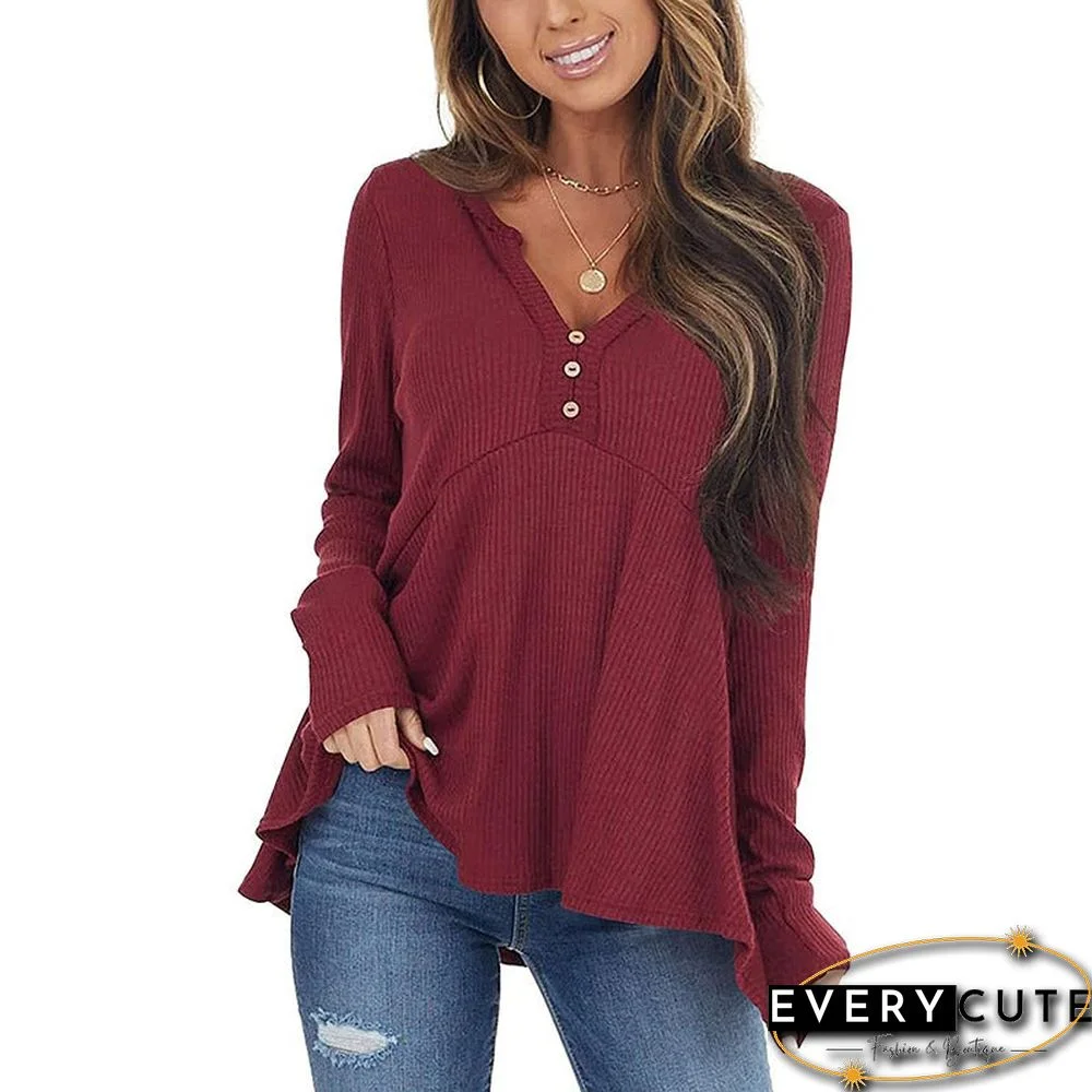 V-neck Long Sleeve Sweater Loose Sweater