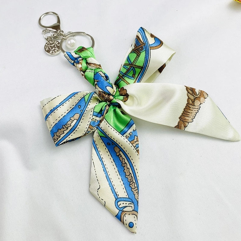 Sweet Minimalist Bow Knot Cloth Metal Unisex Bag Pendant Keychain
