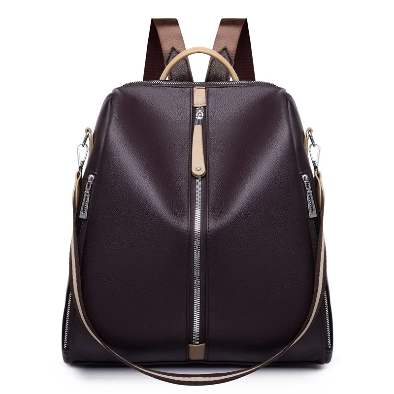 Pongl New Panelled Designer Women's Backpack High Quality PU Leather Ladies Anti-theft Backpack Multifunctional Women Travel Bags