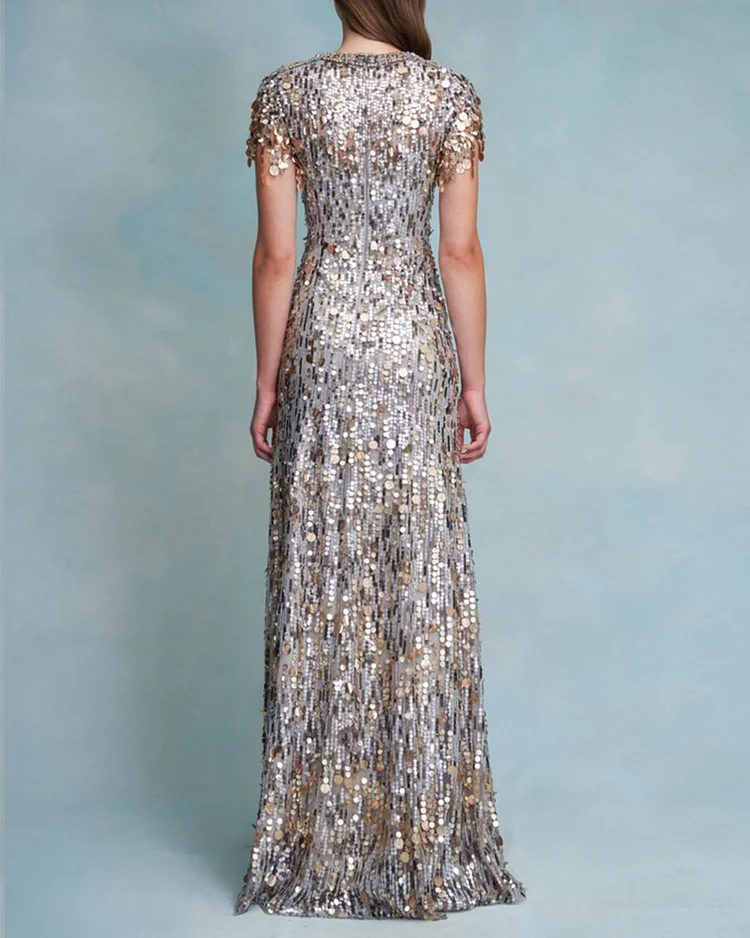 Heavily Beaded Evening Gown