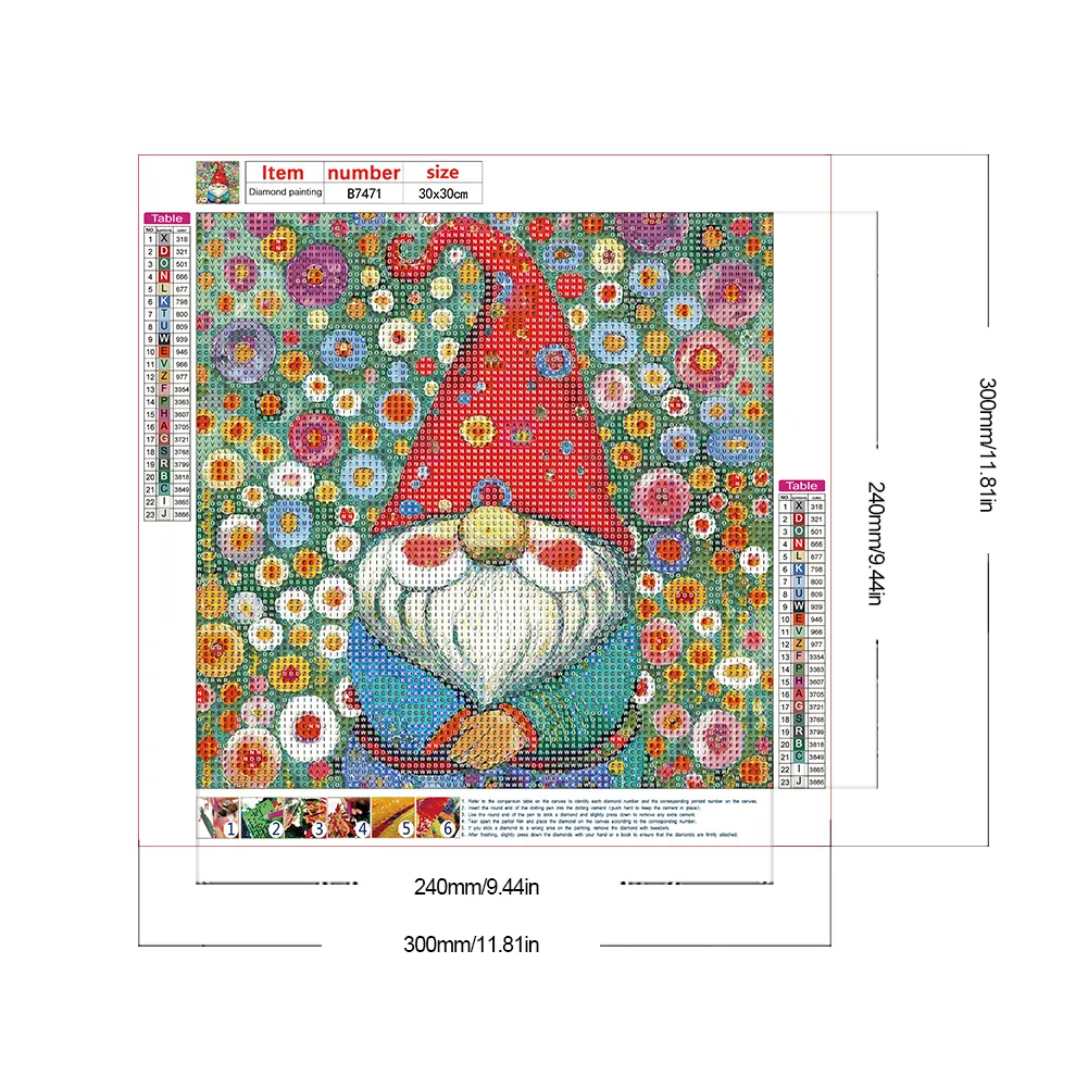 Diamond Painting - Full Round Drill - Garden Gnome(Canvas|30*30cm)