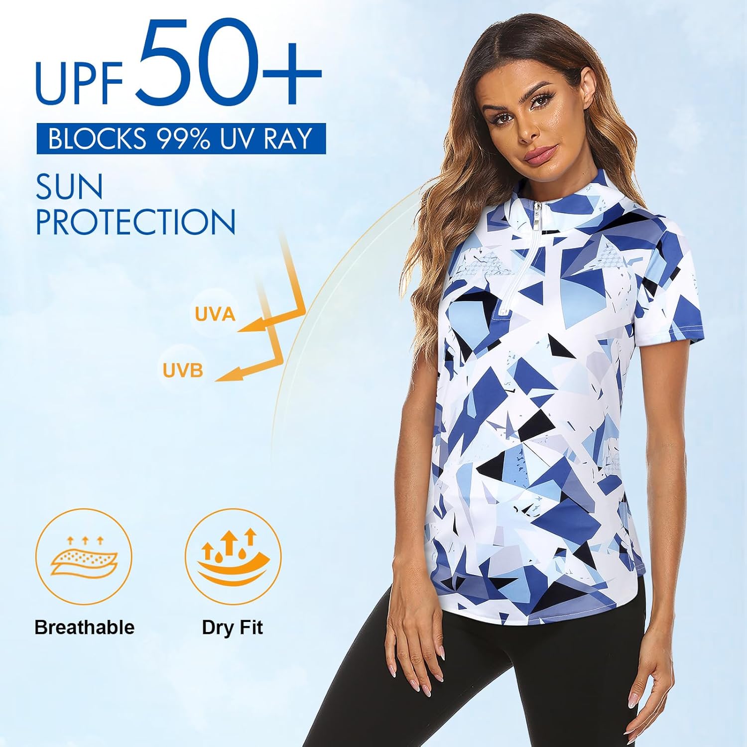 Women's Long Sleeve Golf Tennis Polo Shirts UPF50+ Half Zip Dry Fit Workout Tops Athletic Shirt