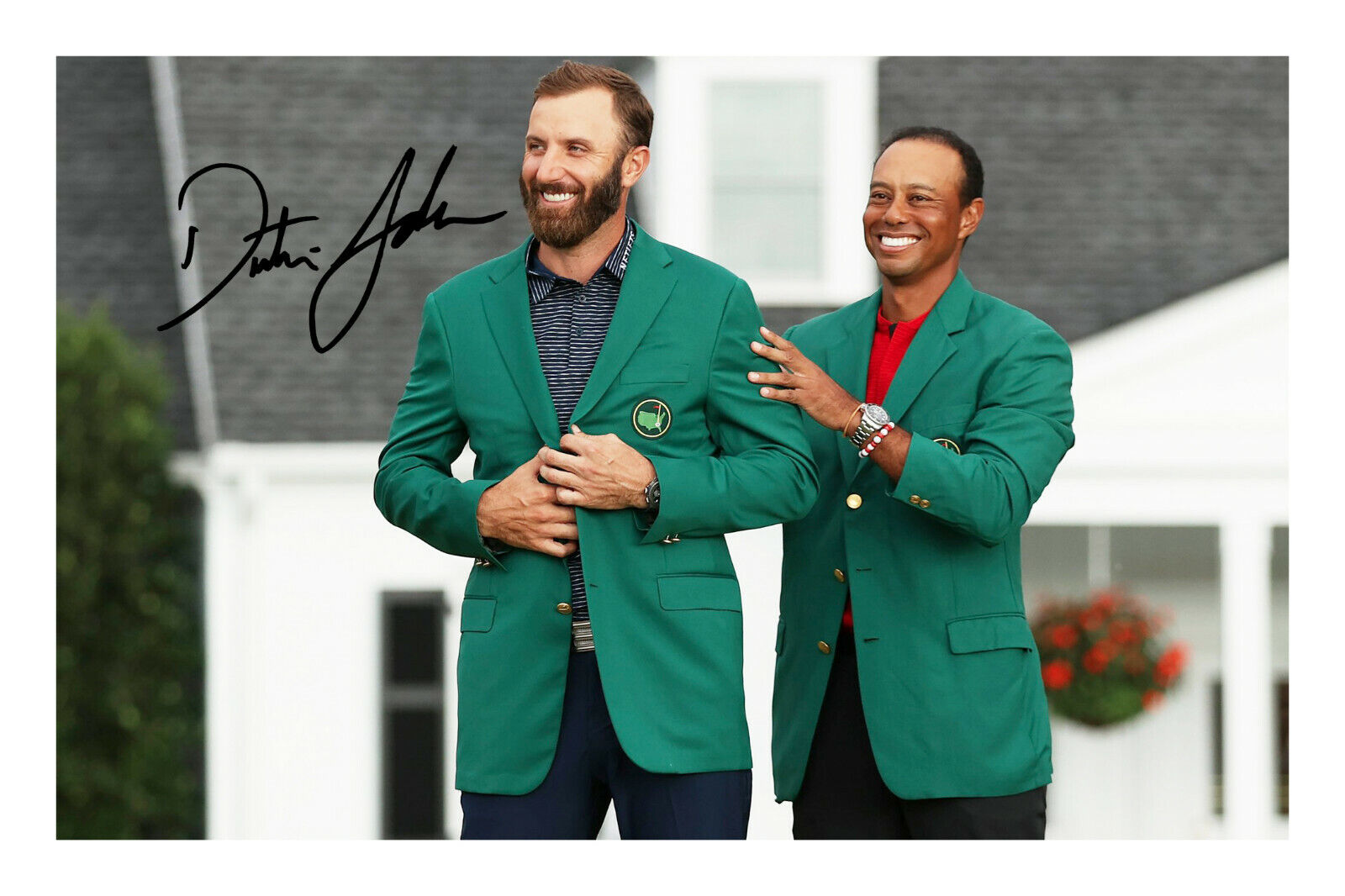 Dustin Johnson Green Jacket Signed A4 Photo Poster painting Autograph Print Golf Masters 2020