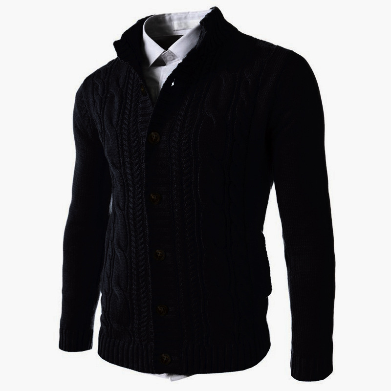 Men's Fashion Button Up Warm Solid Color Loose Thick Sweaters & Cardigan