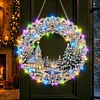 DIY Special Shaped Diamond Painting Wreath, Double-Sided Printing Christmas Wreath Hanging with LED Light Decor Kit 