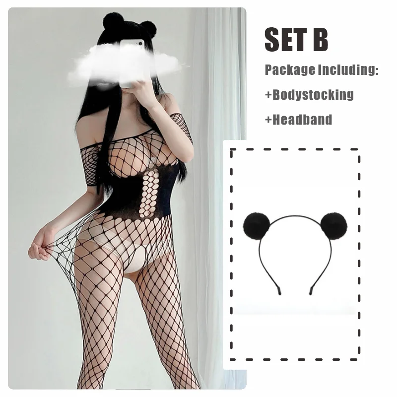 Billionm Women Fishnet Crotchless Bodystockings Black Corset Erotic Bodysuit Hollow Out Lingerie Jumpsuit Sexy Fishnet Underwear New