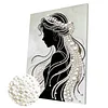 DIY Pearl Painting Veil Girl for Home Decor with Frame(30x40cm)