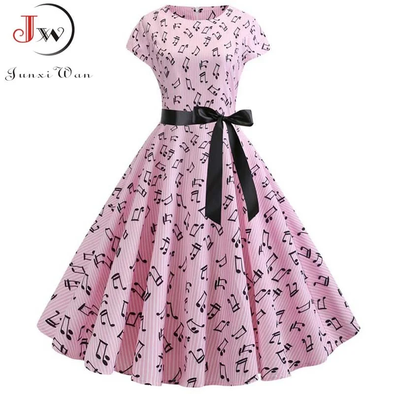 Short Sleeve Polka Dot Summer Dress Women White Elegant A-line Midi Party Dress Vestidos 50s 60s Rockabilly Vintage Dress