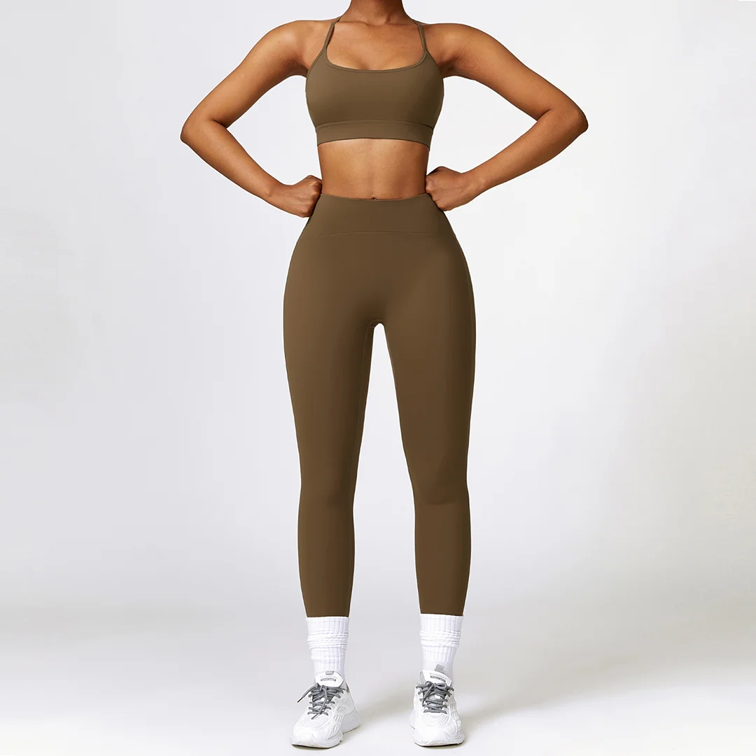 Thin straps bra sports long leggings sets