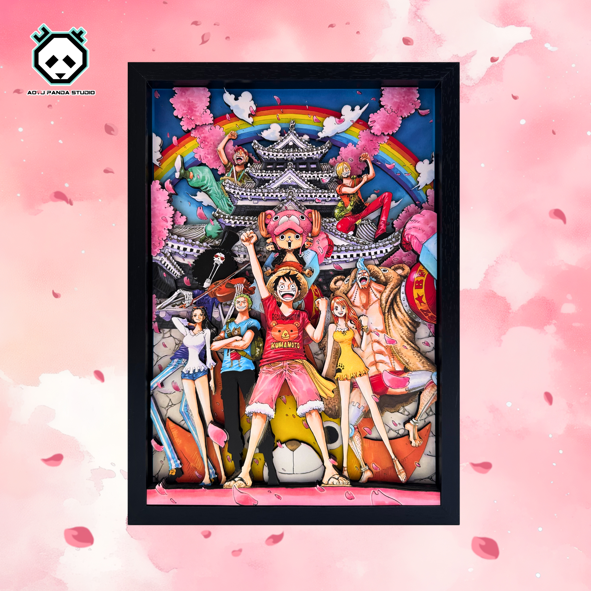 Aotupanda Studio - One Piece Sakura Season Anime Handmade 3D Paper Art Decorative Wall Hanging painting Scene-