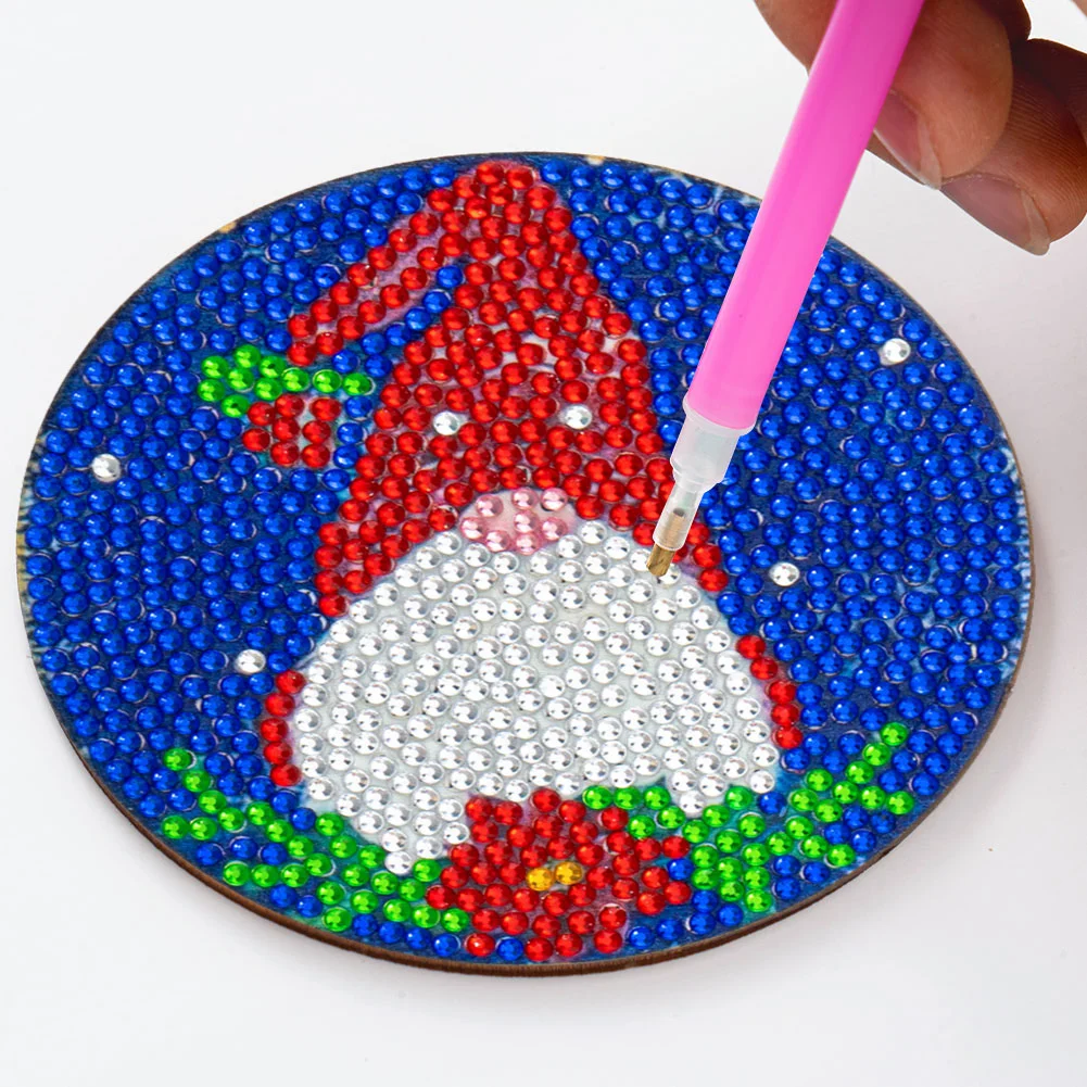 6pcs DIY Point Drill Coaster Christmas Style with Mat Shelf Kits(Wooden)