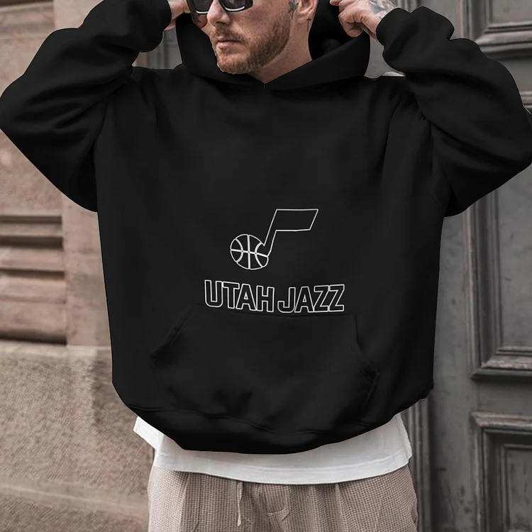Utah Jazz Printed Hooded Pocket Pullover Hoodie