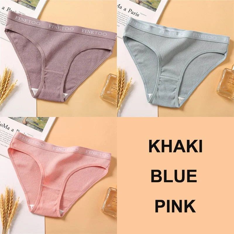 3PCS Women Cotton Underwear Panties Female Sexy Briefs Brand  Band Waist Pantys Set Solid Color Intimates Lingerie for Girl M-XL