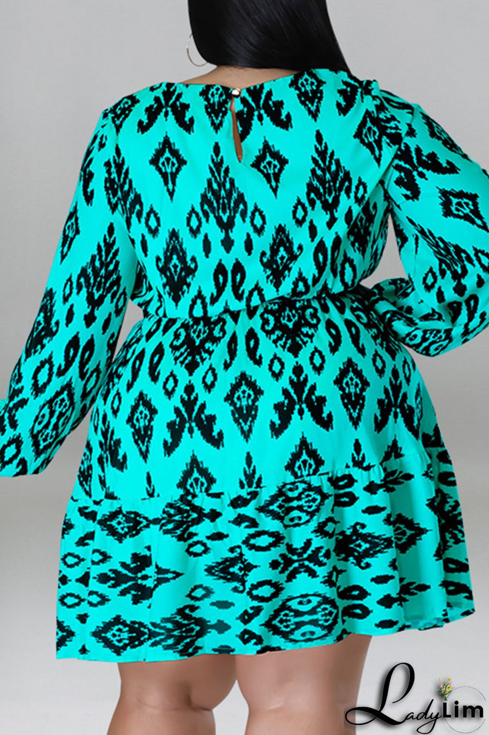 Light Apricot Casual Print Bandage Patchwork O Neck Straight Plus Size Dresses