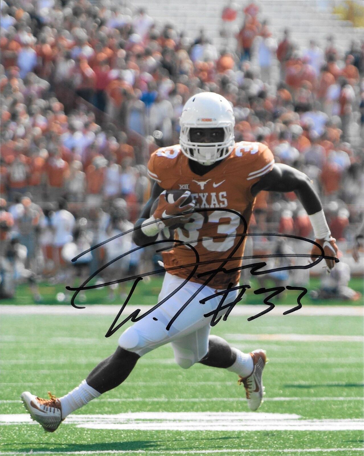 HOUSTON TEXANS D'ONTA FOREMAN HAND SIGNED TEXAS LONGHORNS 8X10 Photo Poster painting W/COA