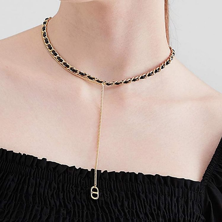 Gold Chain Pendant Choker Necklace - Modakawa Modakawa