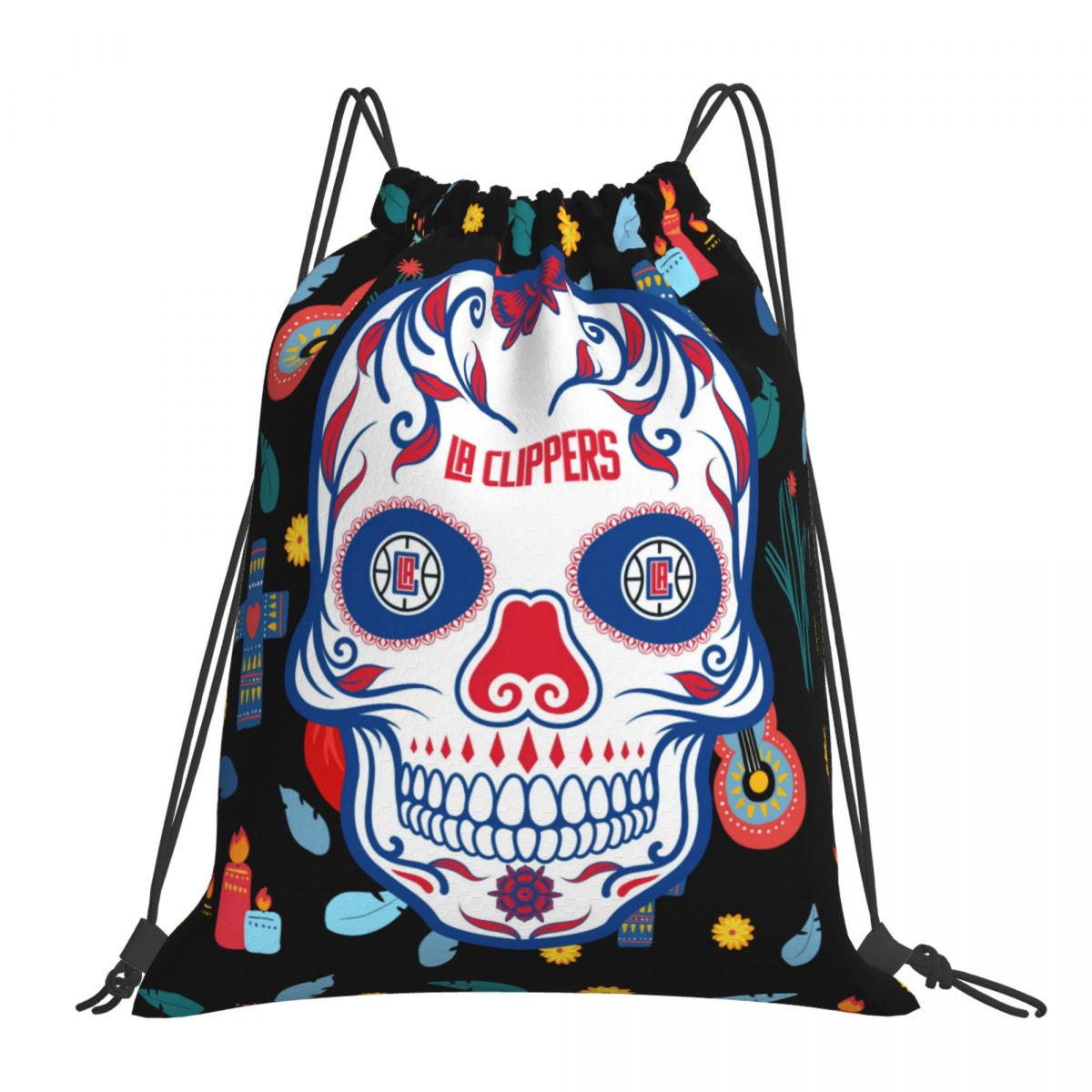 Los Angeles Clippers Skull Waterproof Adjustable Lightweight Gym Drawstring Bag