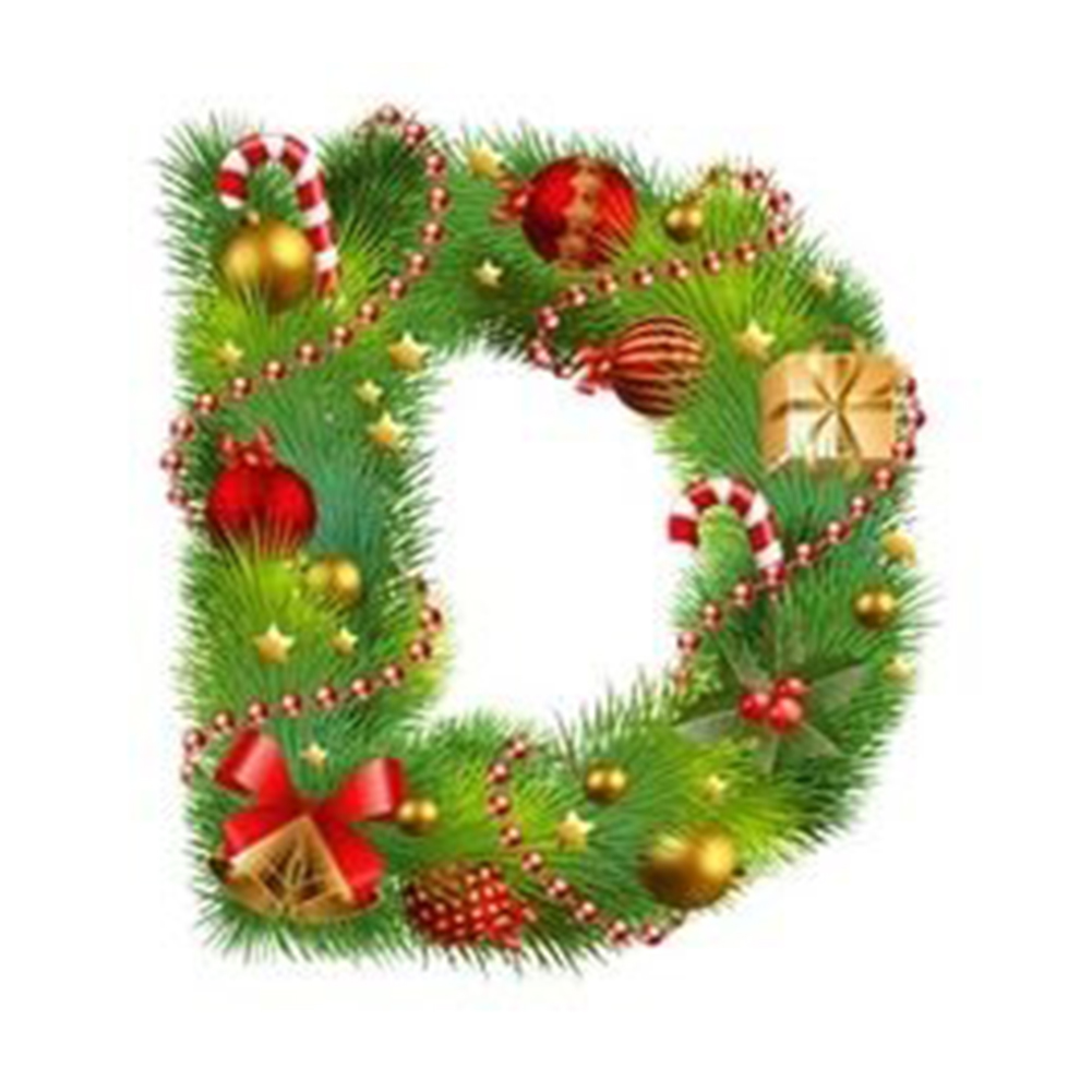 

30*30CM - Round Drill Diamond Painting - Christmas Letter D, 501 Original