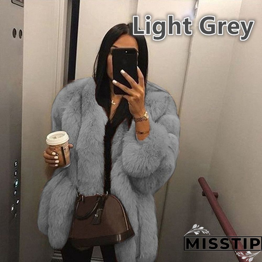 Women Winter Top Fashion Faux Fur Coat Elegant Thick Warm Outerwear Fake Fur Ladies Jacket Coat