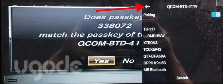 Mercedes NTG back arrow for closing the Bluetooth search list