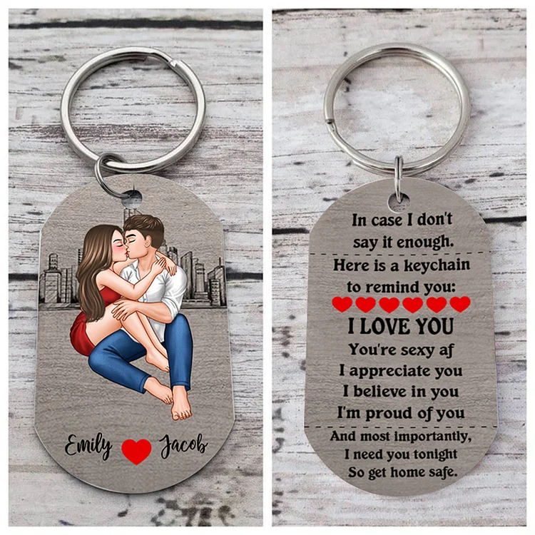 Personalized Couple Keychain Custom 2 Name Keyrings "I Love You" Stainless Steel Keychain