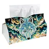 Gold Galaxy Blue Wolf DIY Diamond Painting PU Tissue Holder Box